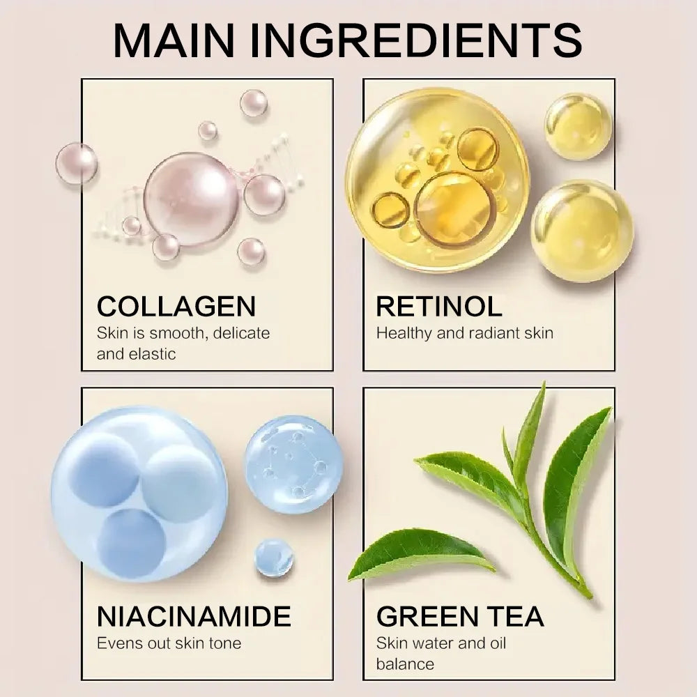 YOUNGCOME Collagen Hyaluronic Acid Skin Care Anti-Wrinkle Moisturizing Anti-Aging Night Shrink Pores Whitening Smooth Skin Care Peaceful Pleasures Health and Wellness
