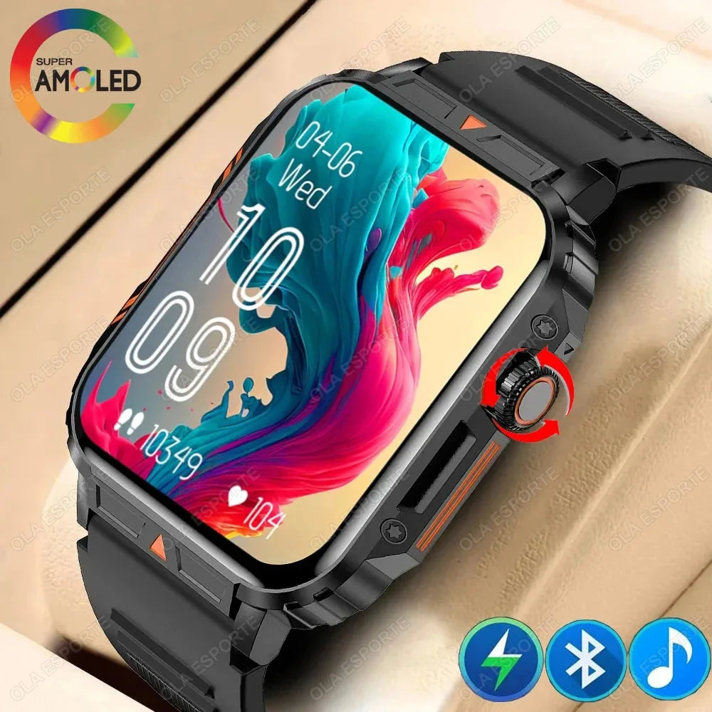 Rugged Military Smart Watch 1.95" Bluetooth Fitness Tracker