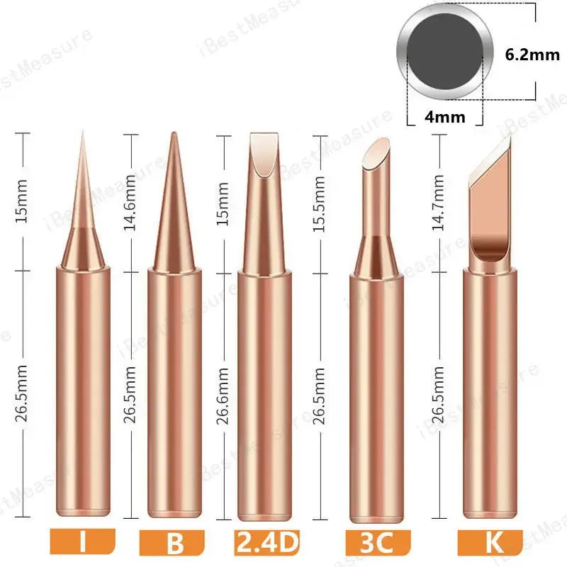 5pcs 900M-T Pure Copper Soldering Iron Tip Lead-free Solder Tips Welding Head BGA Soldering Tools Branding Iron Peaceful Pleasures Health and Wellness Set B -5PCS