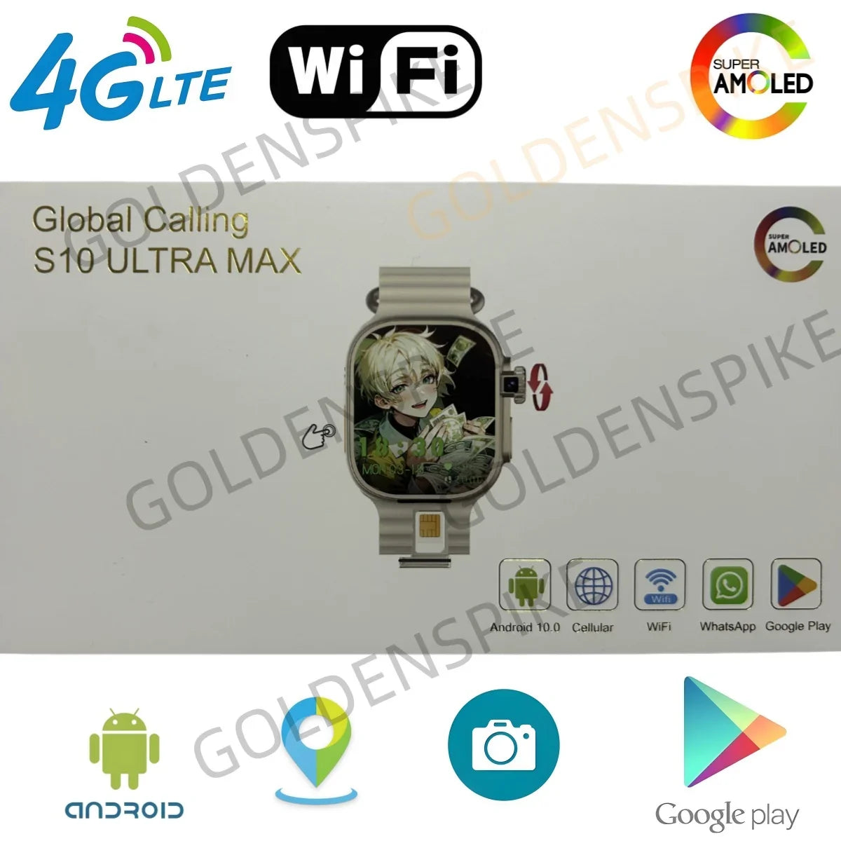 GOLDENSPIKE S10 Ultra MAX 4G Android Smartwatch | GPS & Camera
