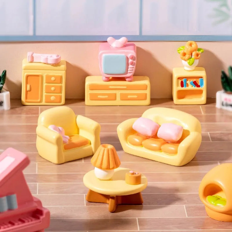 Mini Living Room Furniture Set – Realistic Dollhouse Decor Accessories for DIY & Pretend Play Home Scenes Home Accessories Peaceful Pleasures Health and Wellness