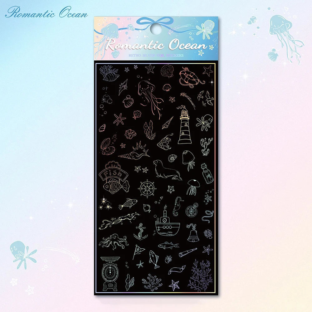 Creative Silver Stamping Colorful Stickers Retro Laser DIY Account