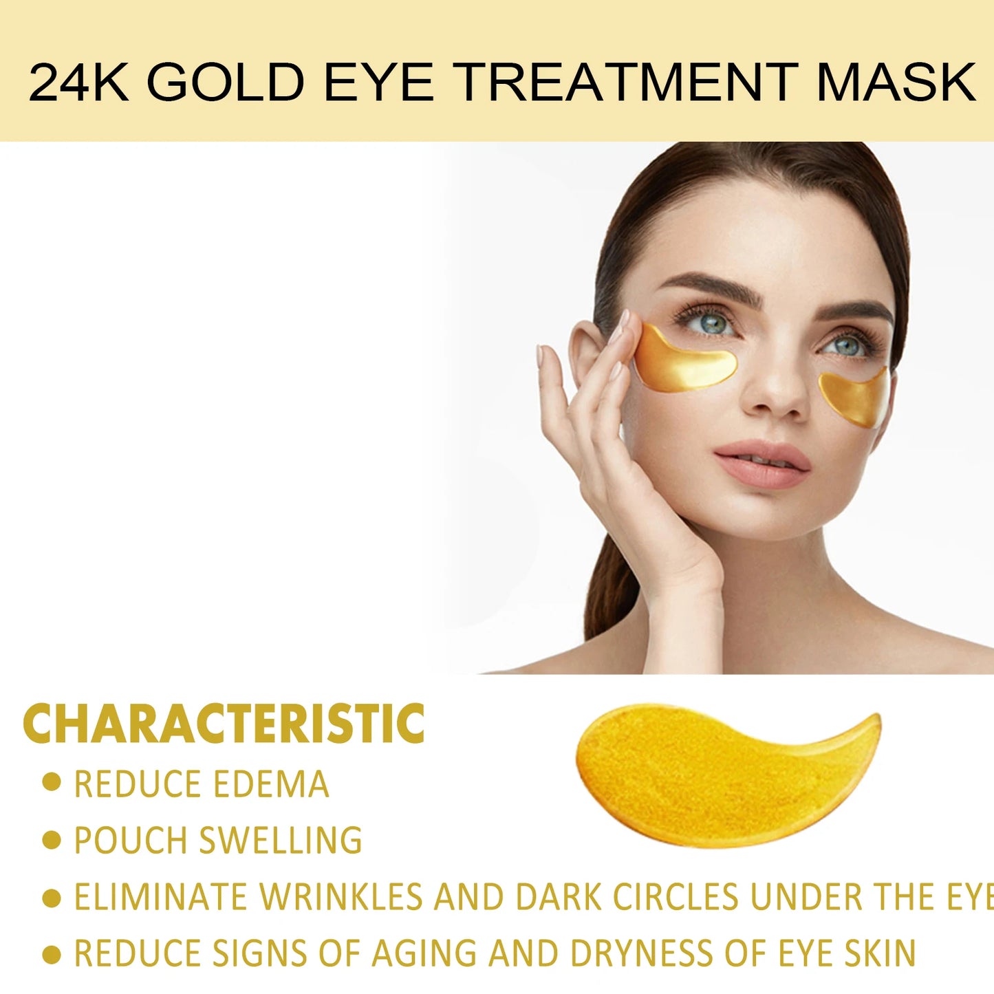 EELHOE 24k Gold Eye Mask Removing Pouch Reducing Wrinkle Dark Circles Fade Fine Lines Anti-Aging Moisturizing Collagen Eye Masks Peaceful Pleasures Health and Wellness