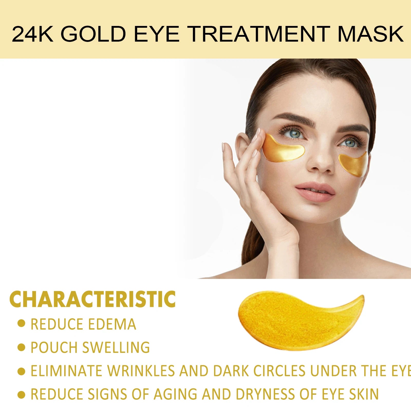 EELHOE 24k Gold Eye Mask Removing Pouch Reducing Wrinkle Dark Circles Fade Fine Lines Anti-Aging Moisturizing Collagen Eye Masks Peaceful Pleasures Health and Wellness
