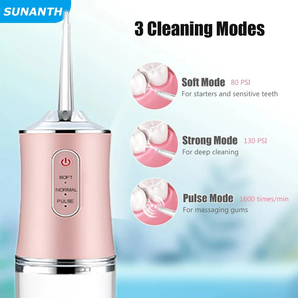 Portable Water Flosser Oral Irrigator – USB Rechargeable, 4 Tips