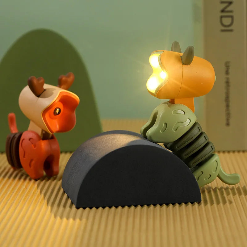 LED Mini Folding Animal Night Light – Dog & Deer Desk Lamp