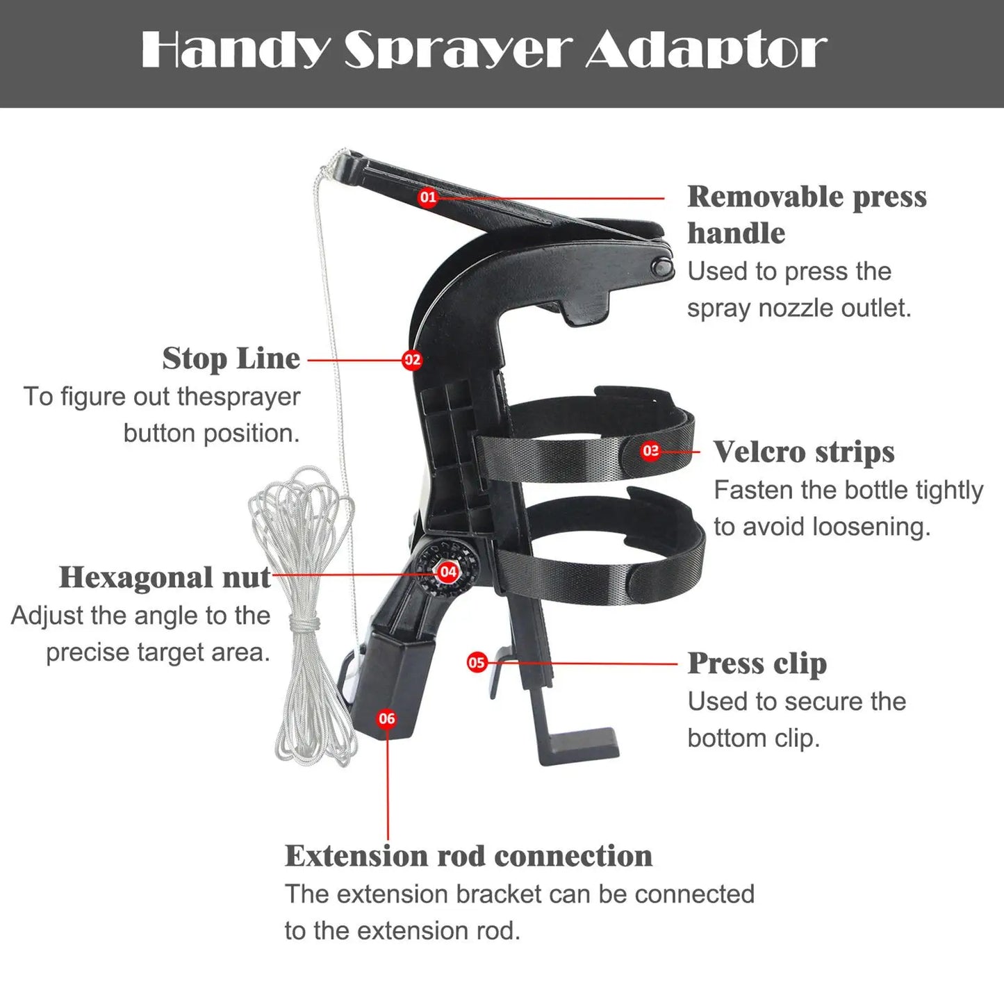 Adjustable Spray Can Extender with Angle Bracket Wand Adapter