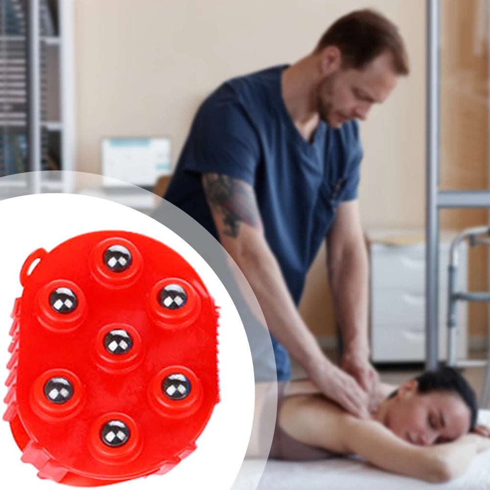 Silicone 7 Balls Body Massager Glove 360° Rotating Hand Held Massager Tools Muscle Pain Relief Relax Massager For Neck Leg Back Peaceful Pleasures Health and Wellness