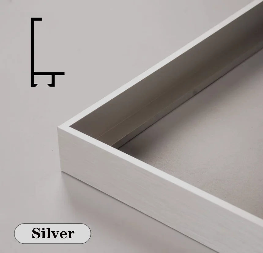 Customizable Large Size DIY Aluminum Alloy Wall Art Metal Photo Frame L Shape Modern High Grade Canvas Picture Frame Peaceful Pleasures Health and Wellness Silver color 60x80cm China Mainland