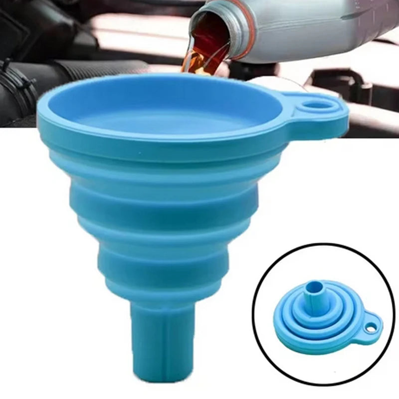 Household Telescopic Funnel Kitchen Packaging High Temperature Resistant Funnel Engine Funnel Car Universal Silicone Liquid Funn Peaceful Pleasures Health and Wellness