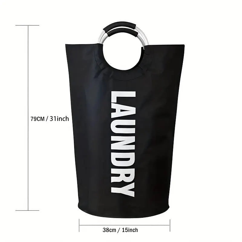 Home Large Capacity Clothes Storage Bag Oxford Cloth Laundry Bag Round Handle Dirty Laundry Storage Basket Peaceful Pleasures Health and Wellness