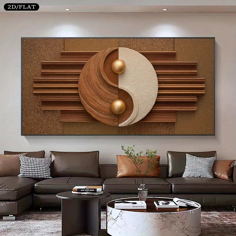 2D Flat, Large Unframed Canvas Featuring A Yin-Yang Design, Perfect for Modern Home Decor. Ideal for Living Rooms and Bedrooms Peaceful Pleasures Health and Wellness