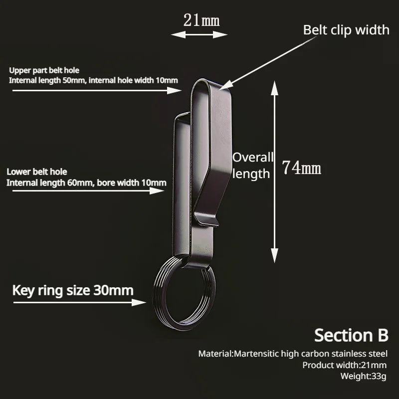 Stainless Steel Belt Clip Key Buckle | Waist Keychain Carabiner