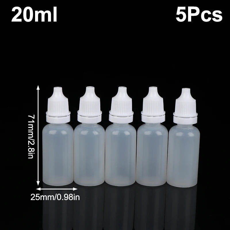 5Pcs 3/5/10/15/20/30/50/100ml Empty Plastic Dropper Bottle Paint Beauty Oil Ink Squeezable Refillable Bottle Cosmetics Storage Peaceful Pleasures Health and Wellness 20ml