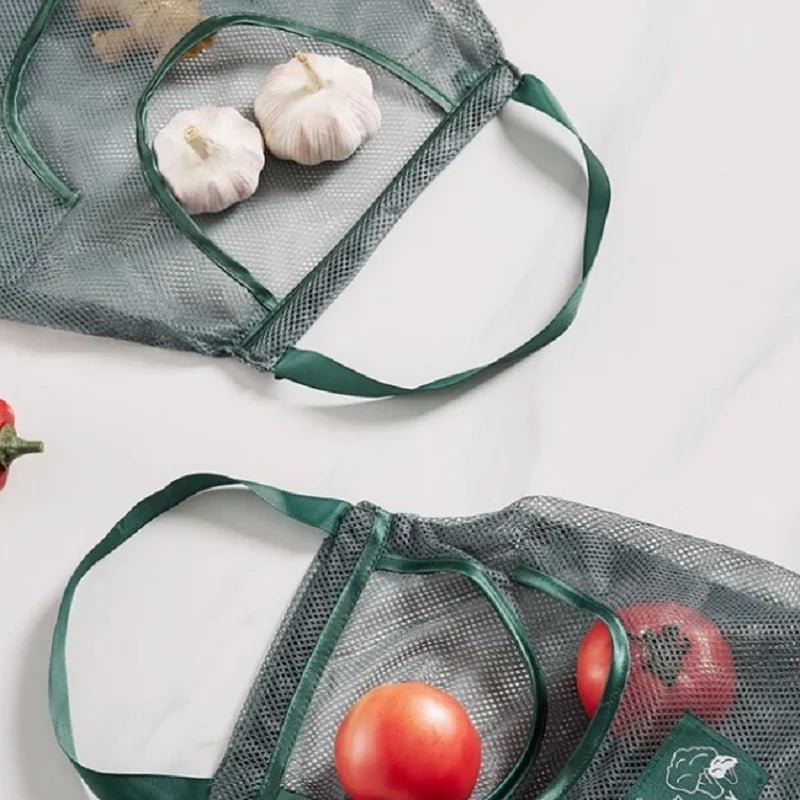 Reusable Storage Bags Kitchen Hanging Mesh Bag Home Fruit And Vegetable Storage Net Bag For Ginger Garlic Potatoes Onions Peaceful Pleasures Health and Wellness