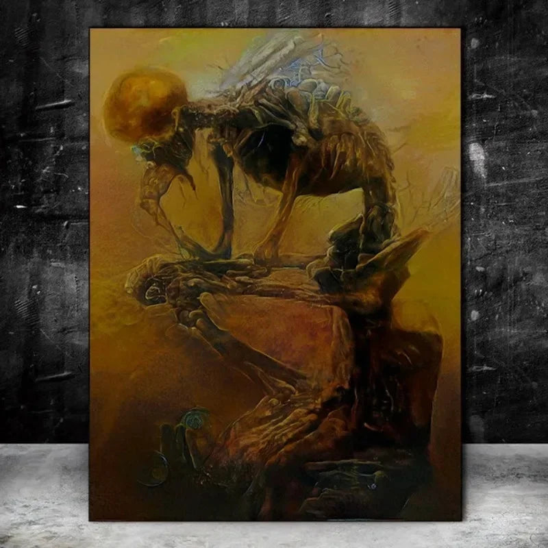 Zdzisław Beksiński Artwork Polish Surreal Dark Poster Prints Canvas Painting Gothic Wall Art for Living Room Home Decor Mural Peaceful Pleasures Health and Wellness