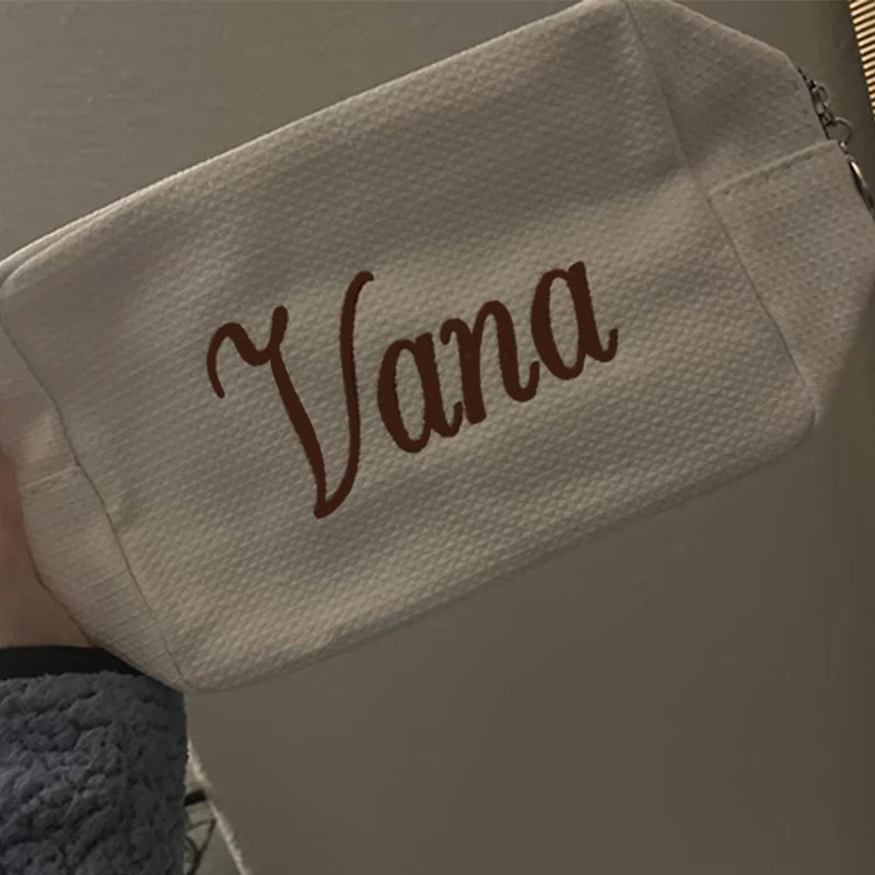 Personalized Waffle Cosmetic Bag | Bridesmaid Makeup Bag Personalized Cosmetic Bag Peaceful Pleasures Health and Wellness