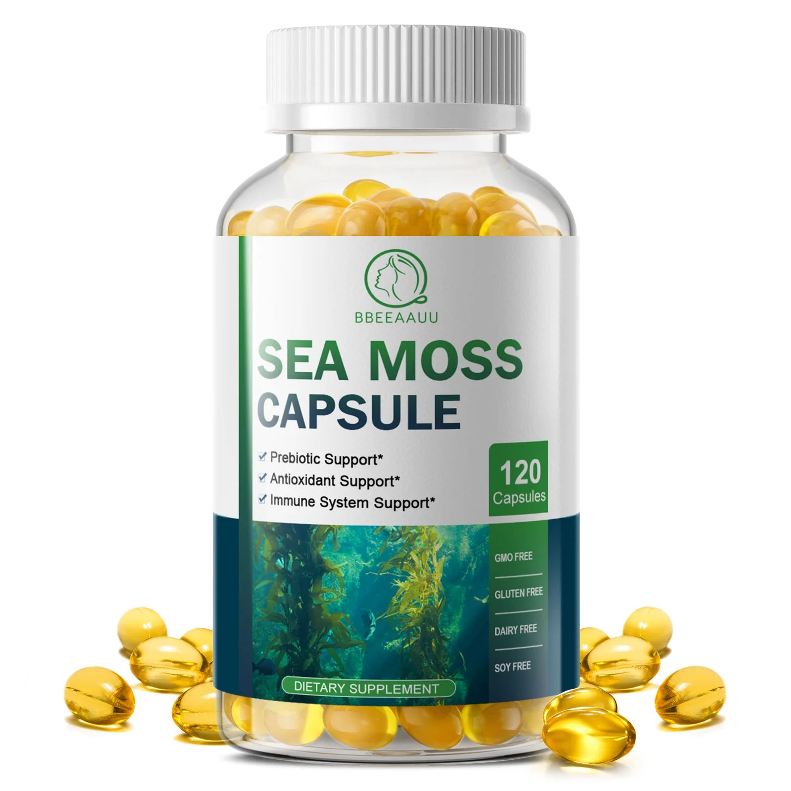 Sea Moss Capsules – Immune, Thyroid & Skin Support Supplement Dietary Supplement Peaceful Pleasures Health and Wellness
