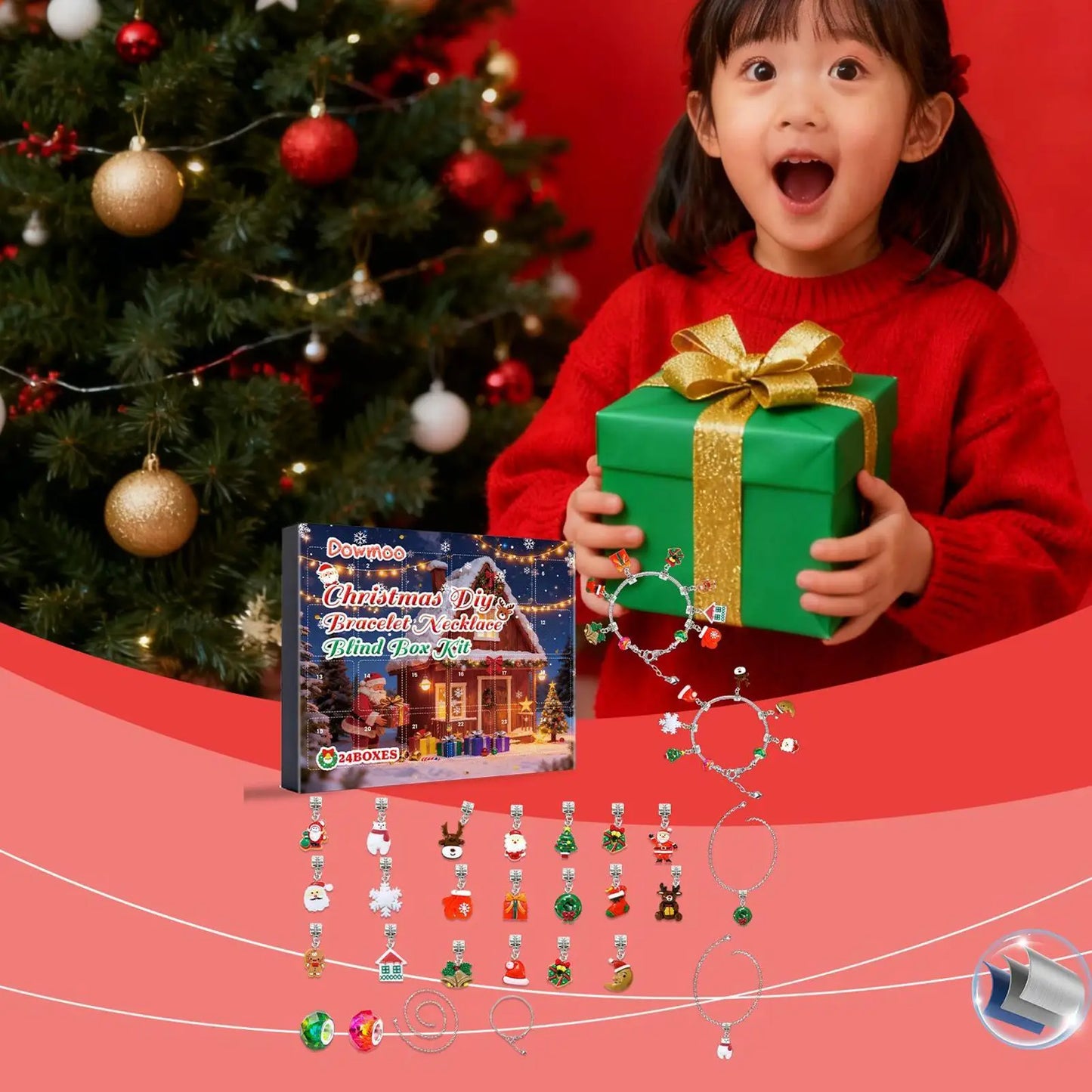 Christmas 24-Day Countdown Necklace Making Kit for Girls & Teens