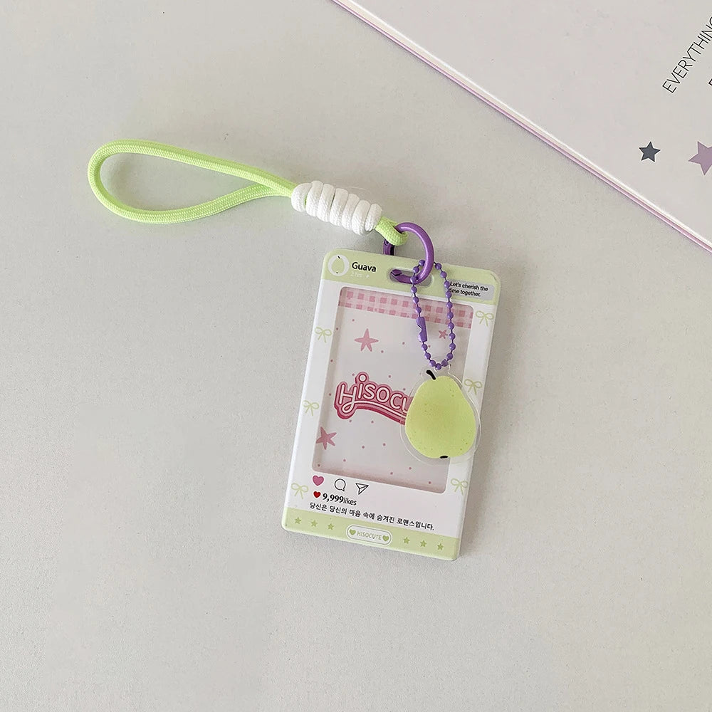 Korean Fruit 3-inch Portable Card Case Cute Strawberry Pear Shaped