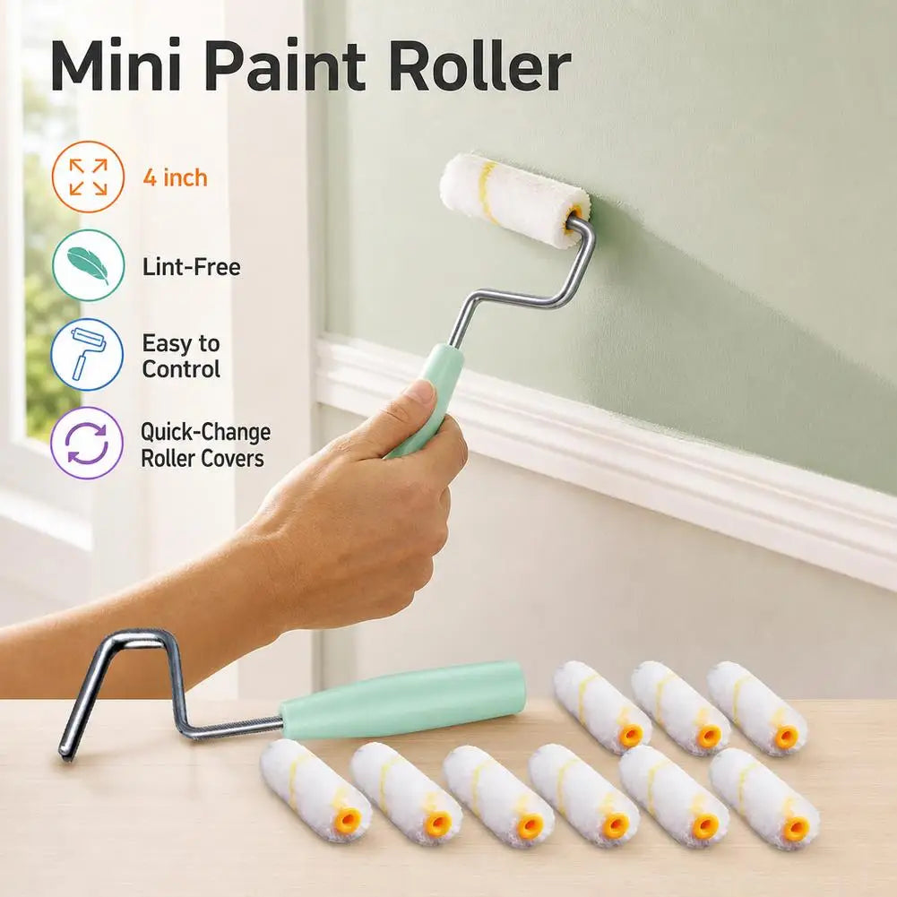 11-Piece Mini Paint Roller Set for Trim, Cabinets & Touch-Ups