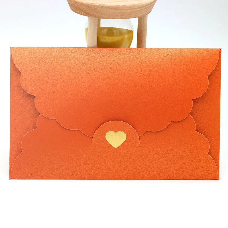 (20 Pieces/Lot) 11*17.5cm Paper Envelope Pearl Kraft Paper Gilding Love Envelope Bank Card VIP Membership Card Package Envelope Peaceful Pleasures Health and Wellness Orange