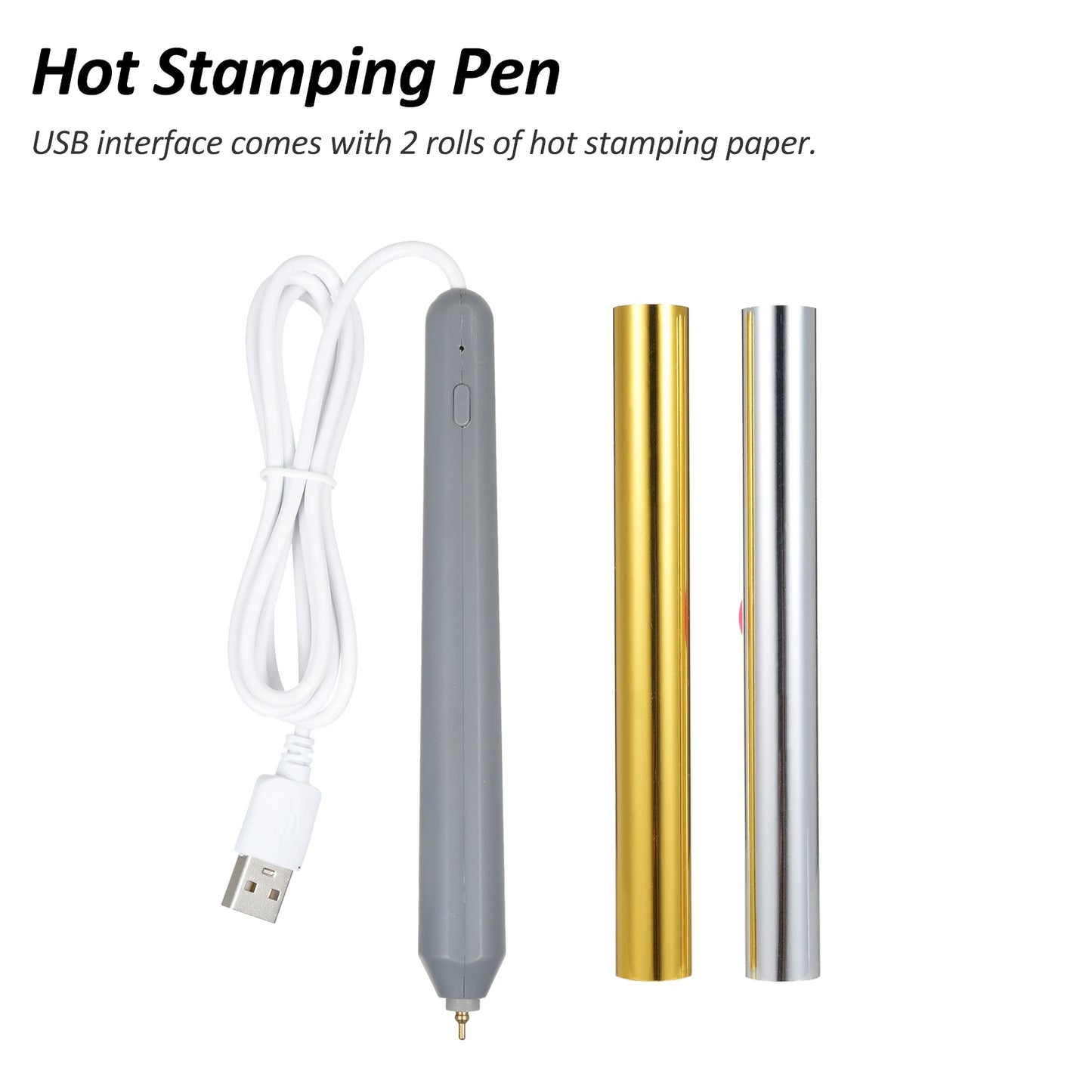 Stamping Pens Set Hot Heated Foil Pens Set USB Heat Foil Pen for Scrapbooking Tool Kits Gold & Silver Hot Foil Roll Drawing Pen Peaceful Pleasures Health and Wellness Hot Stamping Pen