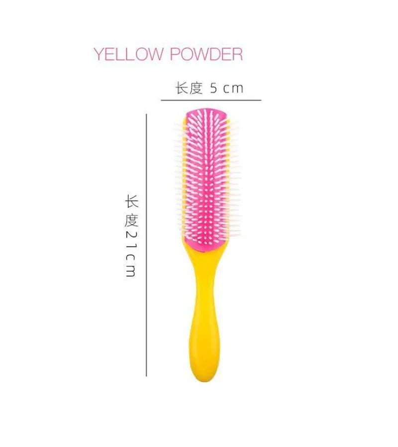 9-Rows Detangling Hair Brush Detangler Hairbrush Scalp Massager Straight Curly Wet Hair Comb for Women Men Home Salon Peaceful Pleasures Health and Wellness