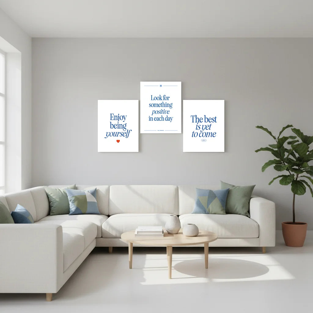 Minimalist Blue Inspirational Quote Canvas Wall Art | Nordic Print Canvas Wall Art Peaceful Pleasures Health and Wellness