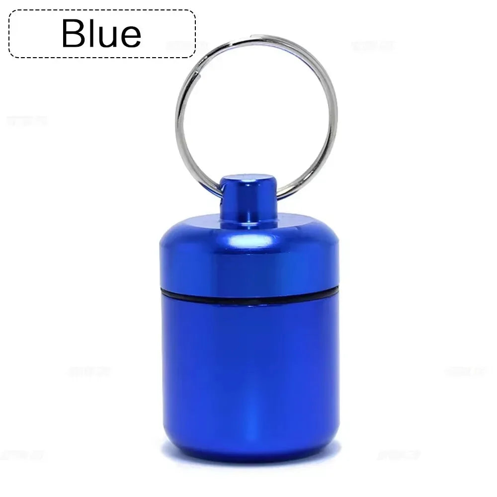 Portable Mini Waterproof Aluminum Pill Box Cases Container Organizer Storage Tablets Bottle Medicine Vitamin Pillboxes Fish Oils Peaceful Pleasures Health and Wellness SIZE A Blue
