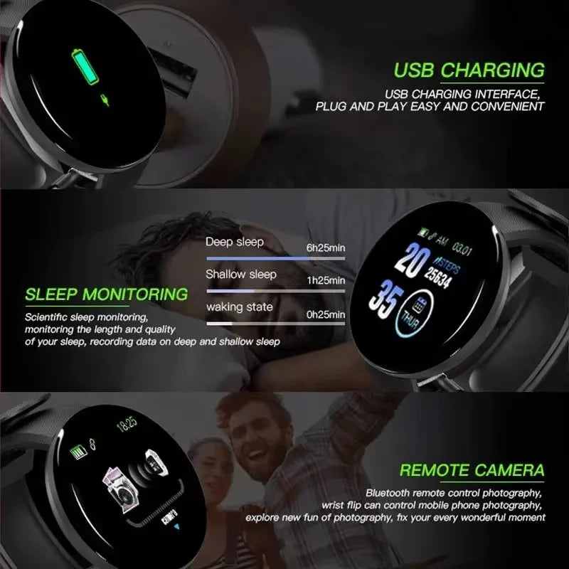 D18 Smart Bracelet – Heart Rate, Sleep & Fitness Tracker Watch