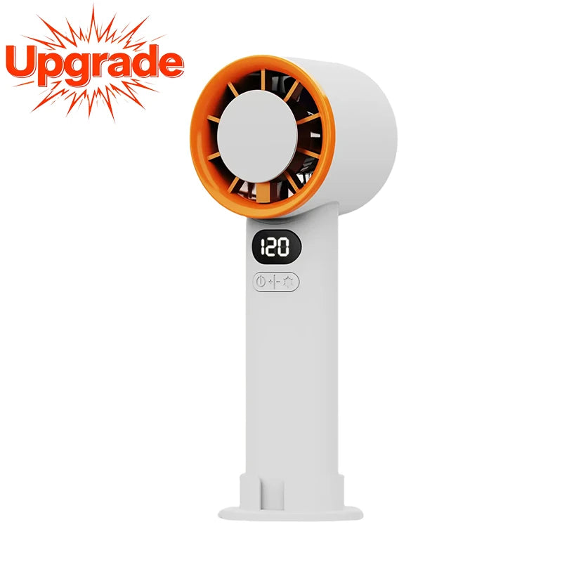 Mini Handheld Fan 120 Speed Portable Bladeless Desktop Fans Rechargeable Instant Cooling With Ice Mode For Men Women New Peaceful Pleasures Health and Wellness White Upgrade