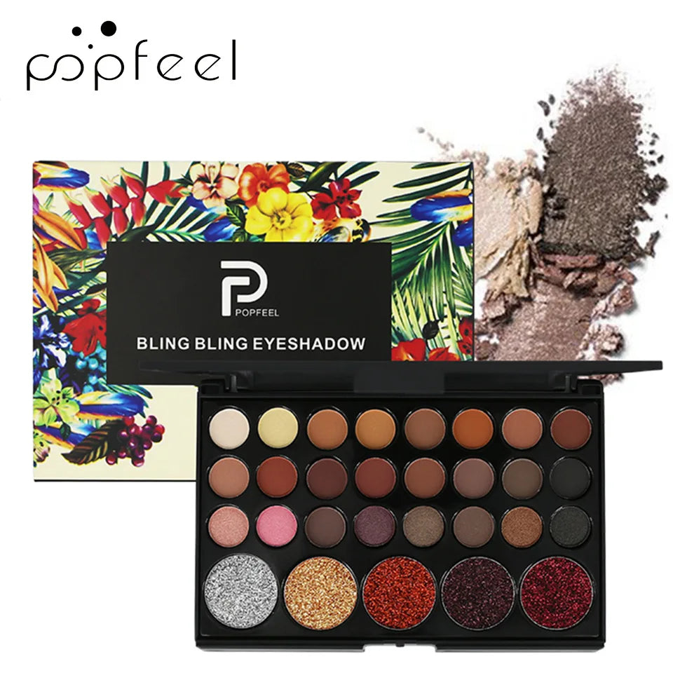 29-Color Eyeshadow Palette – Shimmer, Glitter & Matte Nudes