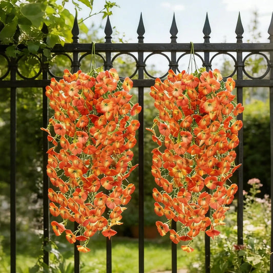 2Pcs Artificial Hanging Flower Vines | Faux Morning Glory Decor Artificial Flower Vines Oasis Select