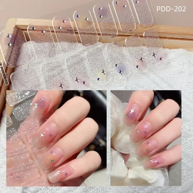 Self Adhesive Sparkling Glitter Full Cover Designer Art Nail Decoration Fashion Manicure Nail Stickers Peaceful Pleasures Health and Wellness PDD-202