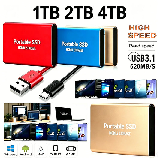 4TB Portable SSD External Hard Drive USB 3.1 Type-C | PC & Mac Portable External SSD Peaceful Pleasures Health and Wellness