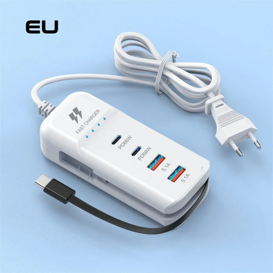 66W USB-C 4-Port Fast Charger | PD & Quick Charge 3.0 Wall Hub USB Wall Charger Peaceful Pleasures Health and Wellness