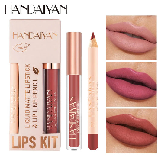 Handaiyan 2-in-1 Matte Lipstick & Lip Liner Set | 12 Shades Lip Makeup Set Oasis Select
