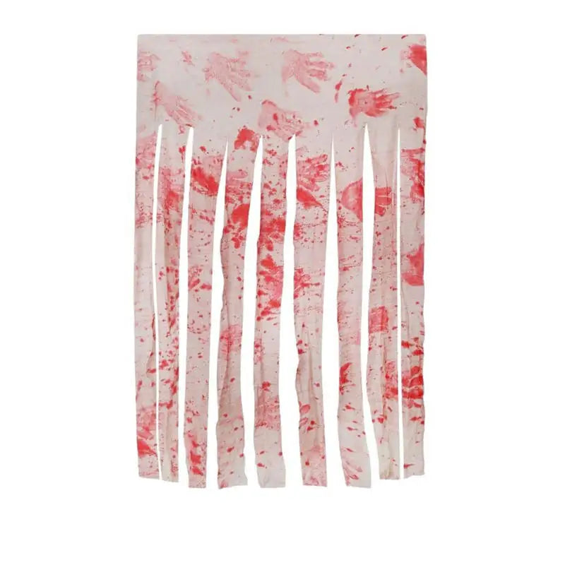 Halloween Bloody Handprints Door Curtain Scary Blood Stained Gauze Fabric Strip Horror Themed Party Props DIY Household Decor Peaceful Pleasures Health and Wellness Style A