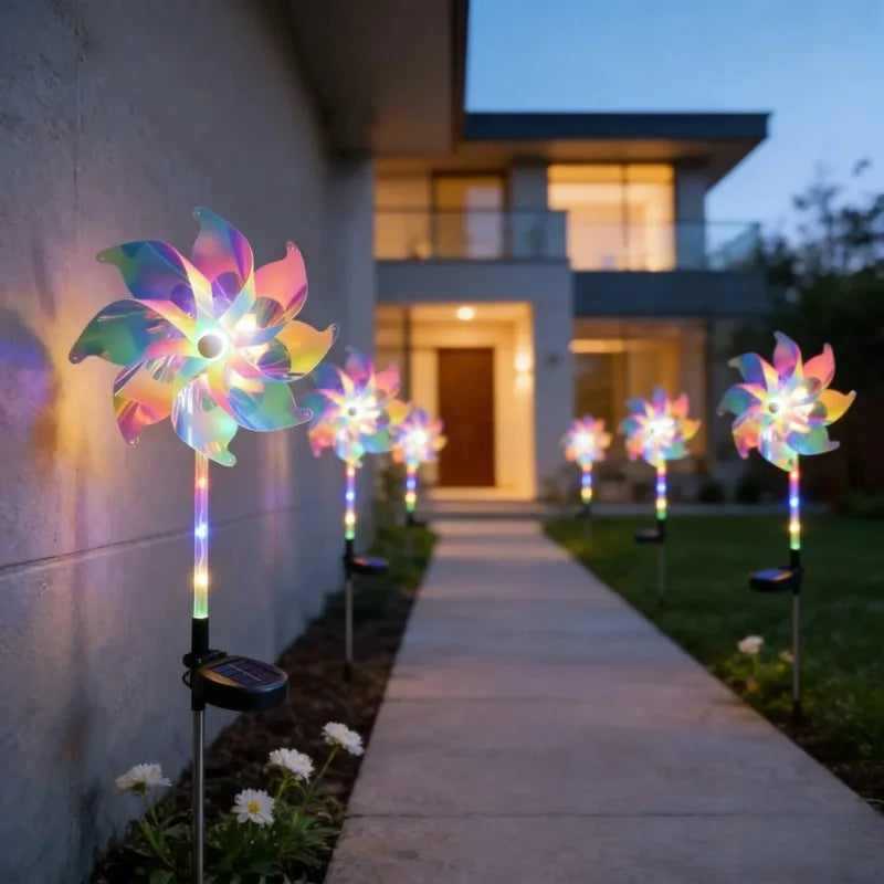 LED Solar Windmill Garden Lights – IP65 Waterproof Lawn Decor