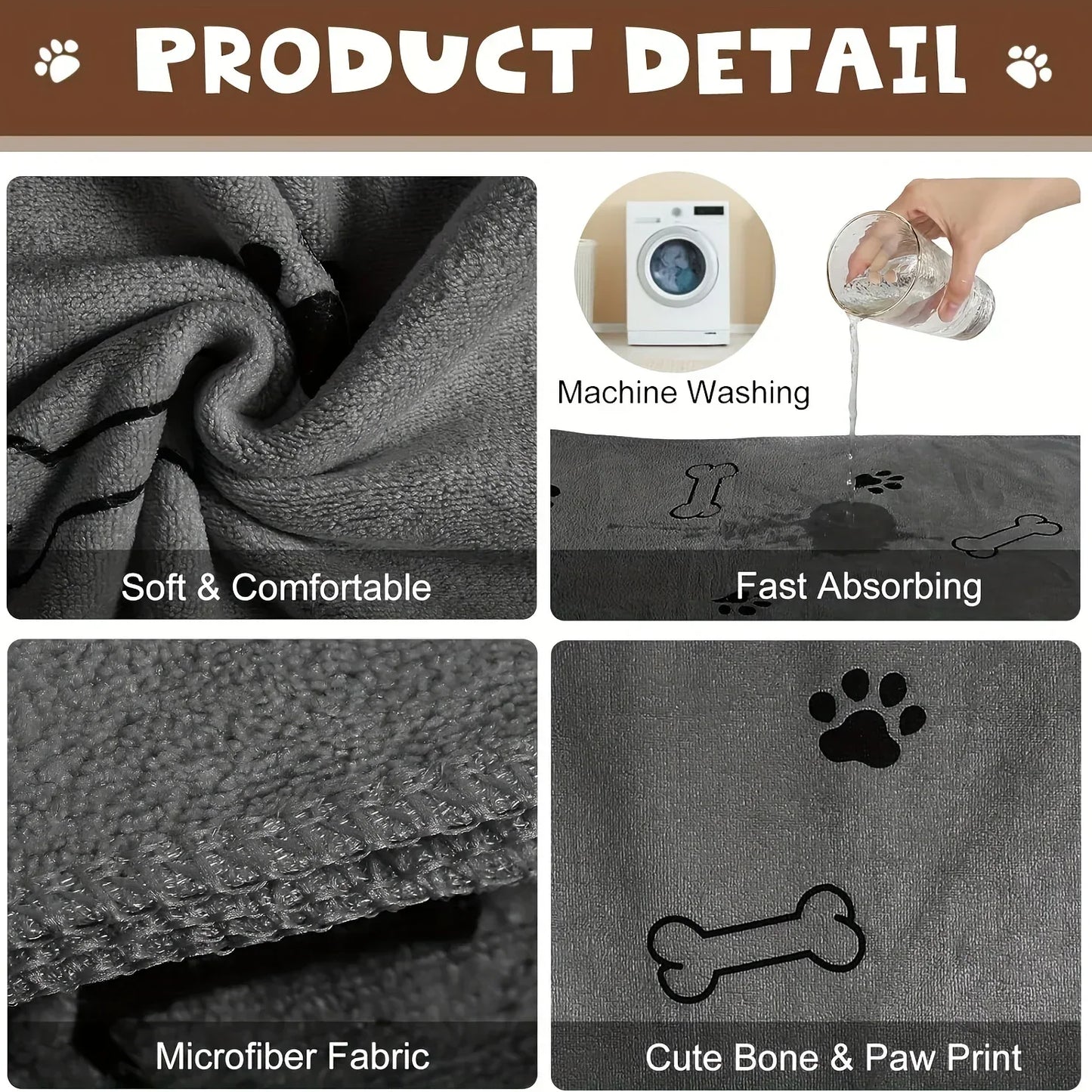 Quick-Drying Microfiber Dog Towel – Absorbent Pet Bath Towel