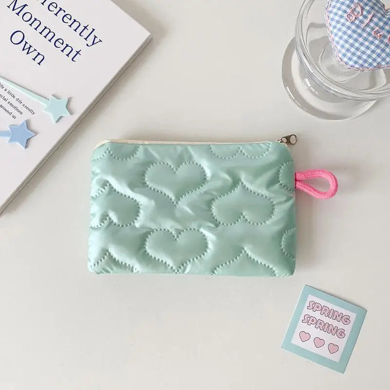 Heart Bow Coin Purse Zipper Cosmetic Pouch – Mini Organiser