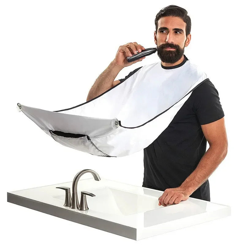 1pc Men Beards Shaving Aprons Creative Wall Mirror Suction Haircut Wrap Cape Home Salon Moustache Beard Shaving Apron Peaceful Pleasures Health and Wellness WHITE
