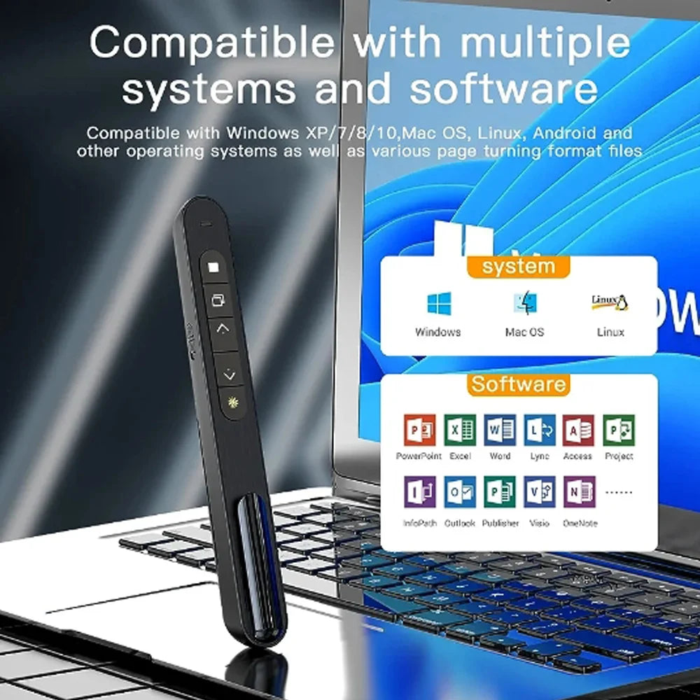 New Wireless Presenter Red Laser Page Turning Pen 2.4G RF Volume Remote Control PPT Presentation USB PowerPoint Pointer Mouse Peaceful Pleasures Health and Wellness