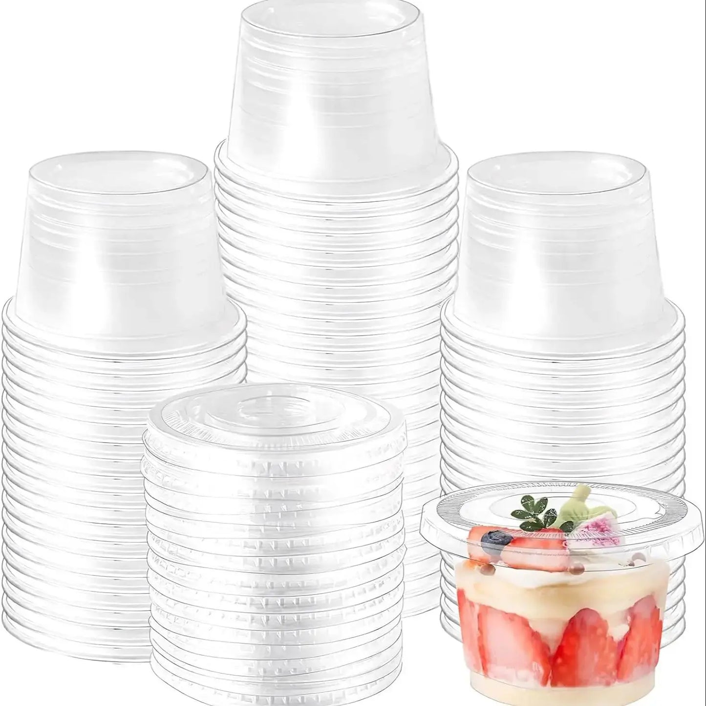 5oz Clear Plastic Cups Bulk Dessert Disposable Cup with Flat Lids with No Hole Party Favors for Jelly Ice Cream Pudding Cotainer Peaceful Pleasures Health and Wellness 200Sets