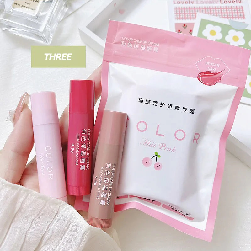 HAIPINK 3-Piece Set Tinted Moisturizing Lip Balm - Hydrating, Fade Lip Lines, Prevent Chapping Peaceful Pleasures Health and Wellness Pack of three