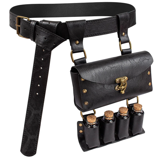 Medieval Brown Vintage Fantasy Wizard Waist Pouch Belt Bag 4 Cork Peaceful Pleasures Health and Wellness Style E 6PCS One Size