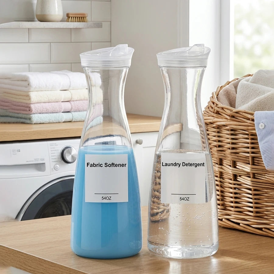 Clear Laundry Detergent Dispenser Container – 54 oz Liquid Soap Organizer (2 or 3 Pack)