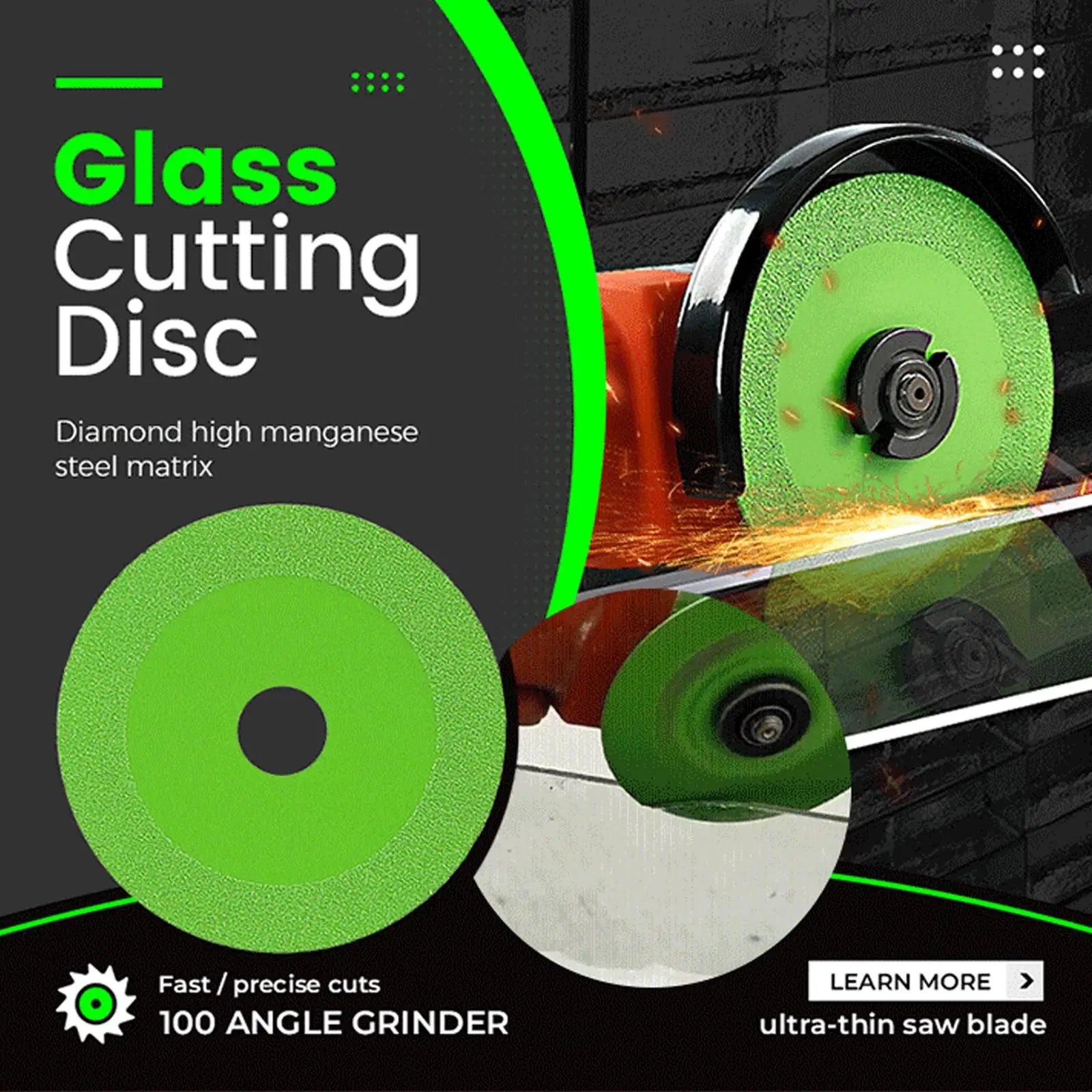 Glass Cutting Disc 100*20mm Ultra-thin Saw Blade Diamond Jade Wine Bottle Ceramic Polish Angle Grinder Machine Peaceful Pleasures Health and Wellness