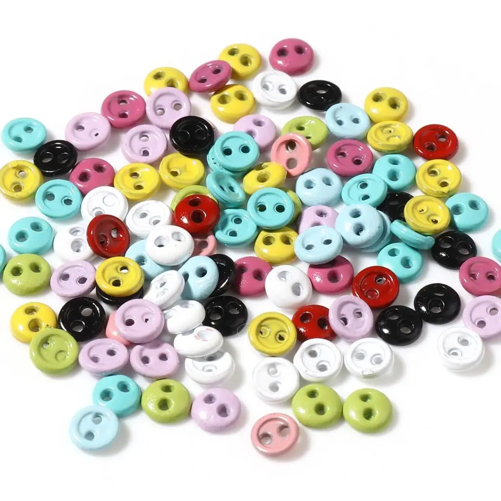 50pcs Mini Round Sewing Buttons 3/4/5mm – 2-Hole DIY Craft
